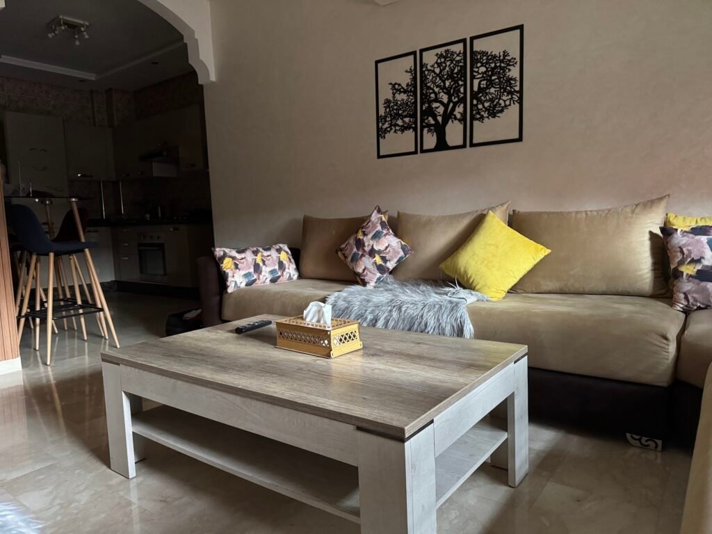Cozy apartment living room with natural light
