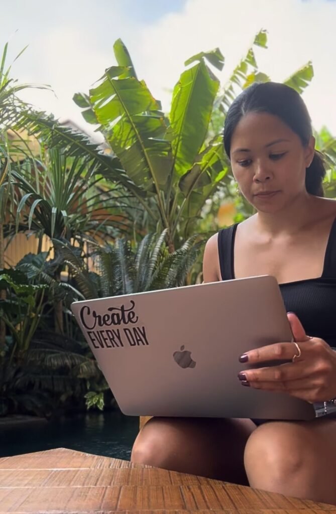 Working remotely from a cafe in the Philippines