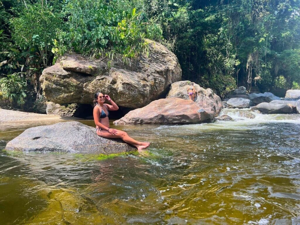 Swimming in the river on the Ciudad Perdida trek