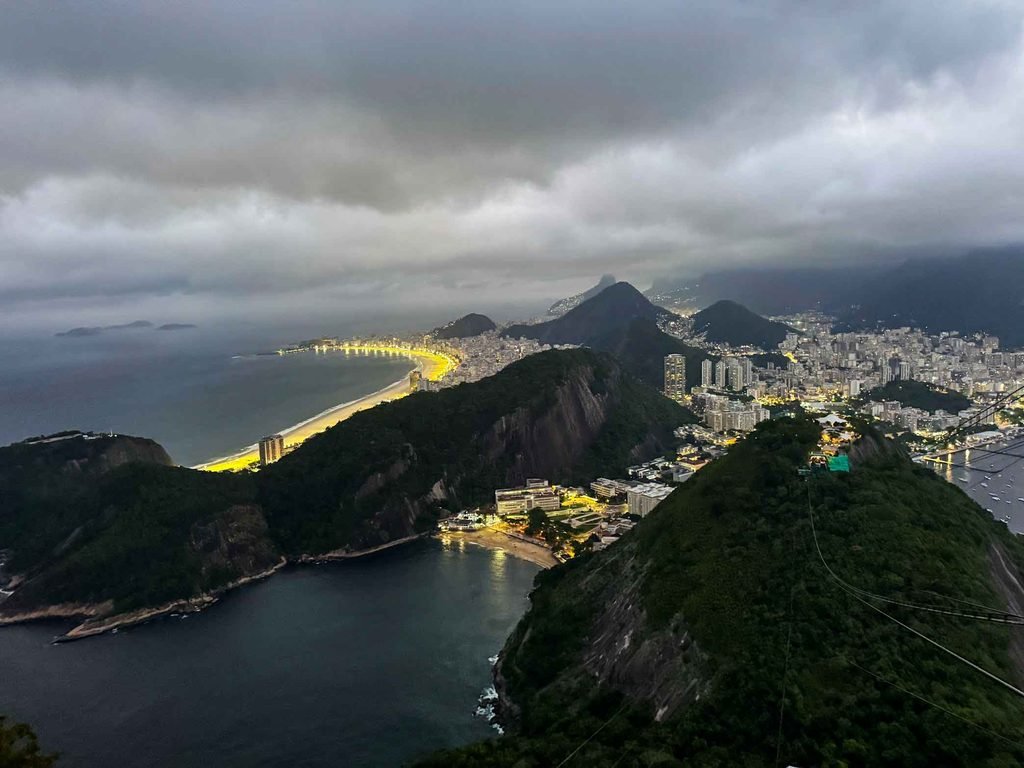 View over Rio's coastline, mountains and city from Sugarloaf Mountain